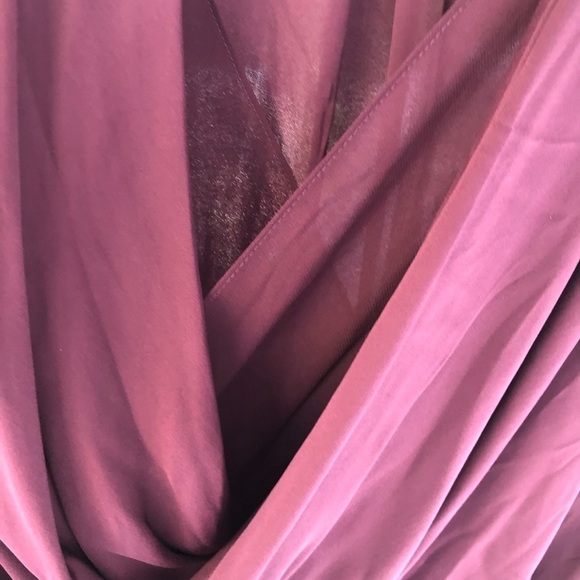 Diane Von Furstenberg DVF 12 burgundy sleeveless V-neck faux wrap semi sheer - Picture 6 of 16